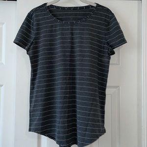 *not for sale* Lululemon Gray and White Size 6 Striped Tee